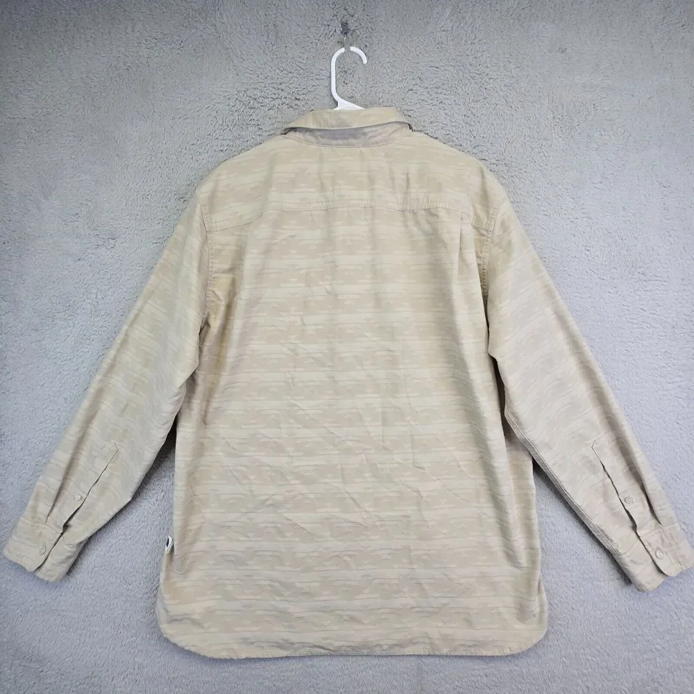 Vintage The North Face Shirt Men XL Beige Jacquard Aztec Grunge Classic Work 90s